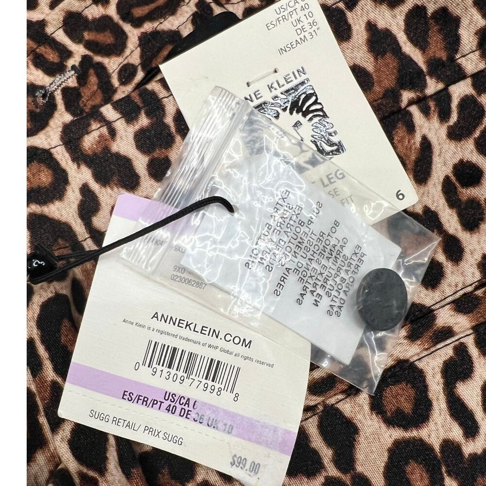 Anne Klein Leopard Print Bootcut Pants Size 6 NWT Mid Rise Stretch Animal Print - Picture 11 of 13